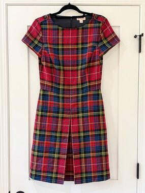 Brooks Brothers Red Fleece Wool Plaid Sheath Dress - Size 8